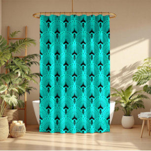 Rideaux De Douche Art déco noir et turquoise motif sans faille