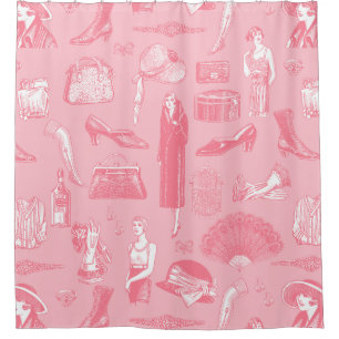Rideaux De Douche art déco rose années 1920 flapper glamor feminine