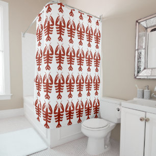 Rideaux De Douche Art Déco vintage fruits de mer, homard en noir