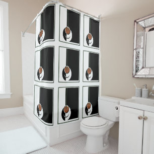 Rideaux De Douche Art Déco vintage, tasse de café avec vapeur