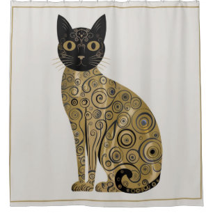 Rideaux De Douche Art décoratif de chat noir dans le style de Gustav