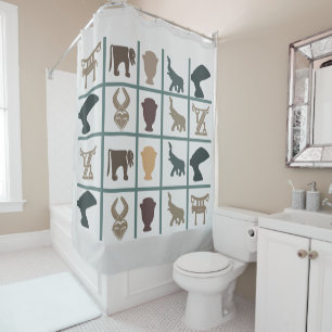 Rideaux De Douche Art d'ornement et de symbole africain moderne