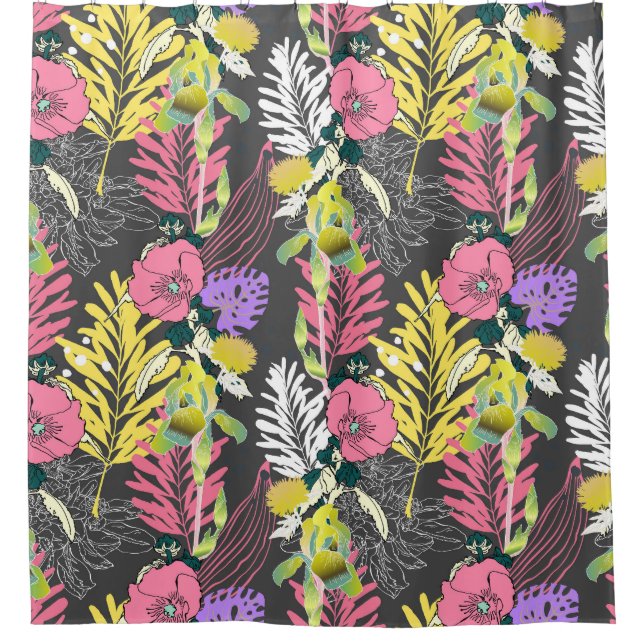 Rideaux De Douche Art Fleur Tropical : Motif original. (Devant)