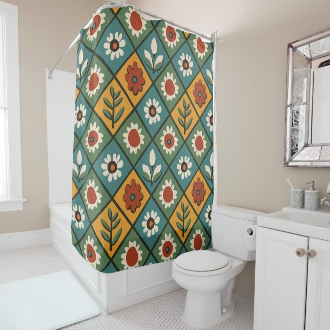 Rideaux De Douche Art Floral Africain (En situation)