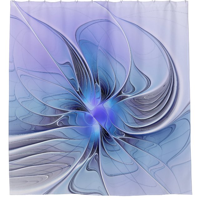 Rideaux De Douche Art fractal moderne abstrait bleu lavande (Devant)