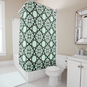 Rideaux De Douche Art géométrique noir et vert de la menthe 