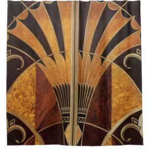 Rideaux De Douche art Nouveau, art déco, cru, couleurs en bois