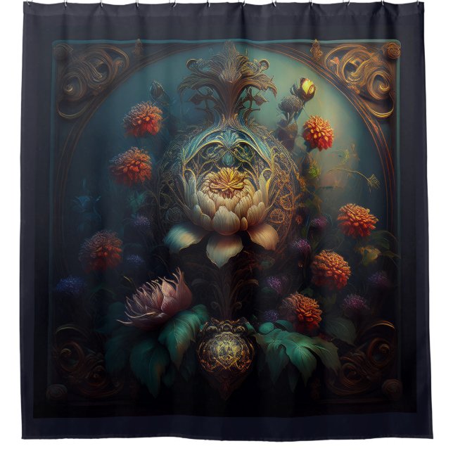 Rideaux De Douche Art Nouveau Floral (Devant)
