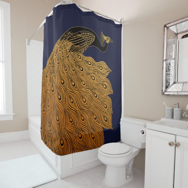 Rideaux De Douche Art Nouveau Peacock Will Bradley (En situation)