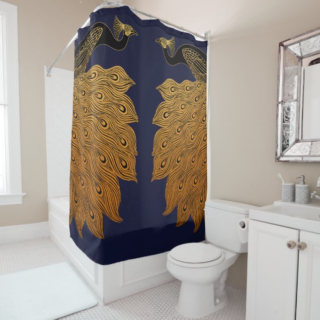 Rideaux De Douche Art Nouveau Peacock Will Bradley (En situation)