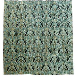 Rideaux De Douche Art nouveau, turquoise, or, motif, belle époque, 