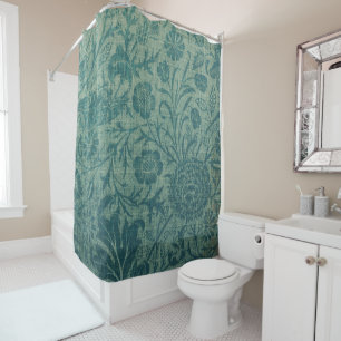 Rideaux De Douche art Nouveau, turquoise, style William Morris, flor