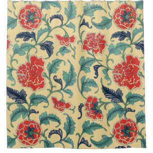 Rideaux De Douche Art Nouveau Vintage Chinoiserie Fleurie Rouge Chin