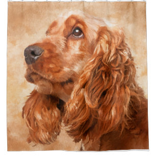Rideaux De Douche Art numérique anglais de chien de cocker