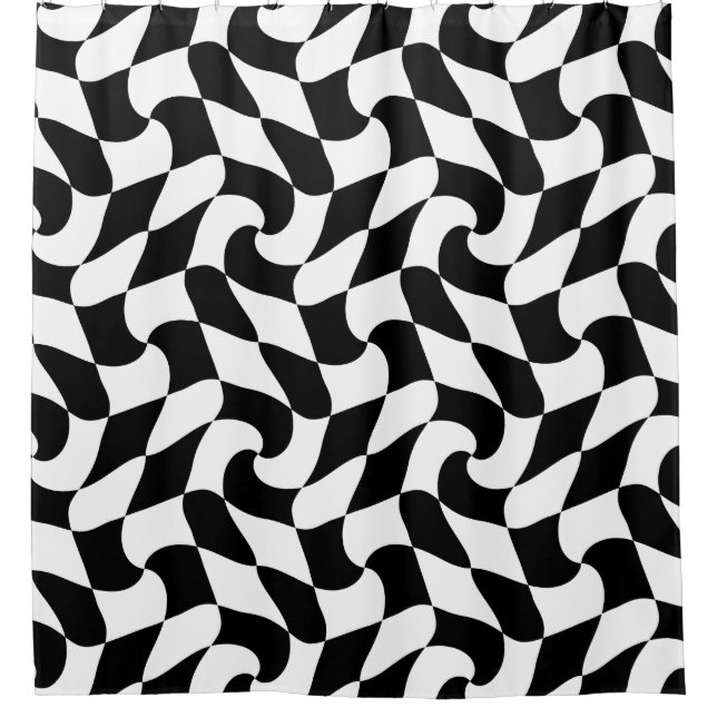 Rideaux De Douche art optique noir et blanc (Devant)
