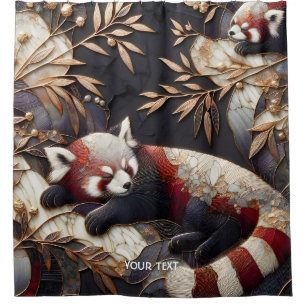 Rideaux De Douche Art Panda Rouge Imaginaire mignon