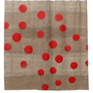 RIDEAUX DE DOUCHE ART POIS DE COULEUR D'EAU ROUGE