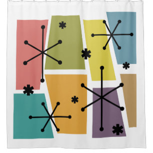 Rideaux De Douche Art Pop de l'âge atomique multicolore