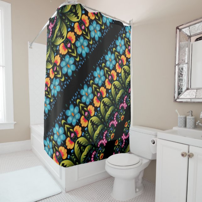 Rideaux De Douche Art populaire Charme floral (En situation)