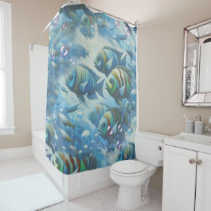 Rideaux De Douche Art sous-marin du poisson et du corail dans les pe
