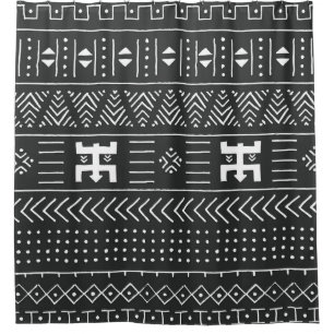 Rideaux De Douche Art Tribal Africain : Géométrique Noir & Blanc