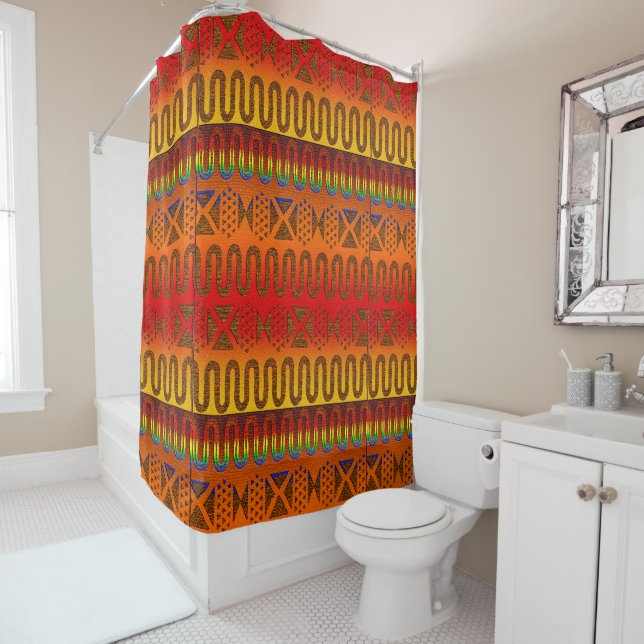 Rideaux De Douche Art tribal géométrique (En situation)
