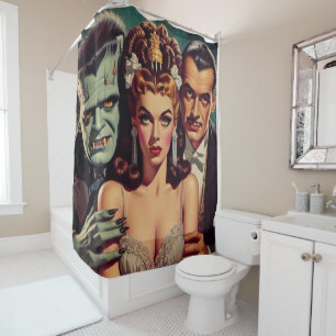 Rideaux De Douche Art vintage Déplaisant Horreur