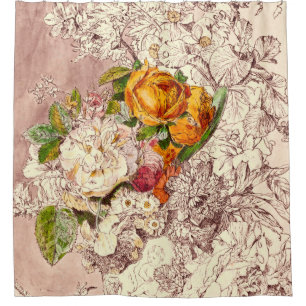 Rideaux De Douche Art vintage sensible de roses
