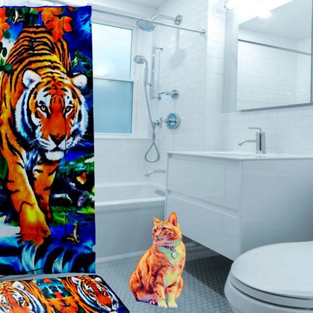 Rideaux De Douche Artsy Tiger Animal Bengale (Matching mat is available in store.)