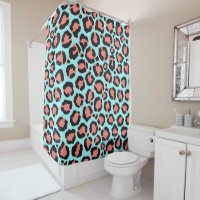 Artsy Trendy Coral Mint Turquoise Leopard Poster d