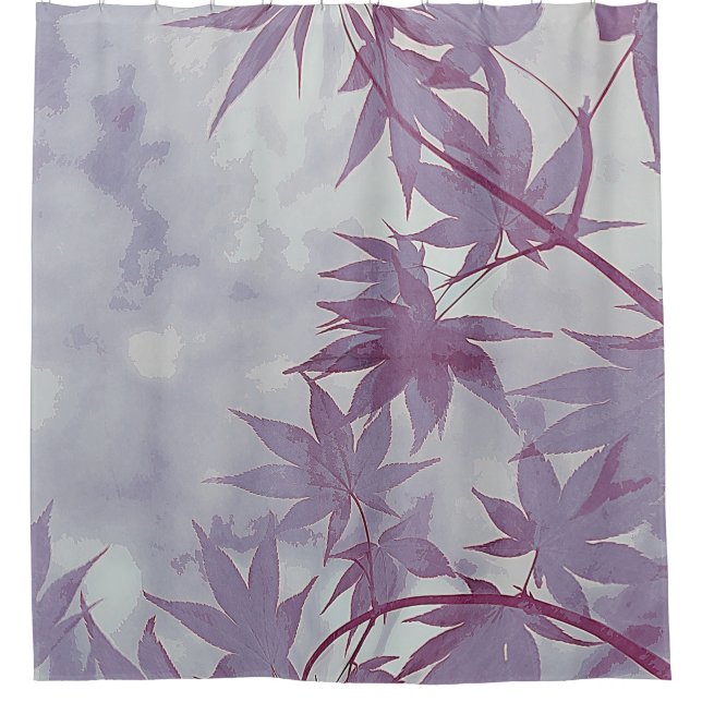 Rideaux De Douche Artwork d'aquarelle Feuille mauve simple| (Devant)
