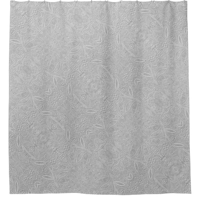 Rideaux De Douche Aspect floral embossé gris (Devant)