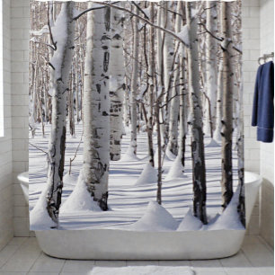 Rideaux De Douche Aspen Tree Trunts de longues ombres dans la neige 