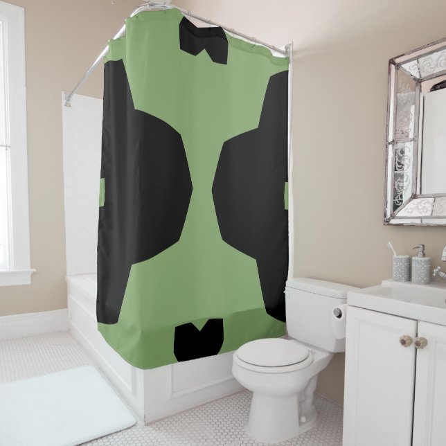 Rideaux De Douche Asperges et Géométrique Noir (En situation)