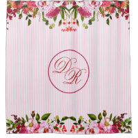 ASSEZ EN ROSE MONOGRAMME FLORAL ET DES STRIPES TRO