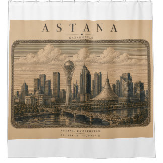 Rideaux De Douche Astana | Conception de ville de voyage vintage
