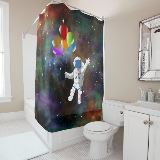 Rideaux De Douche Astronaut avec ballons (En situation)