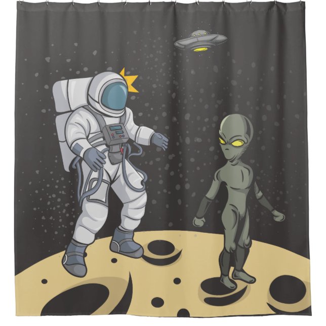 Rideaux De Douche Astronaute et extraterrestre    (Devant)