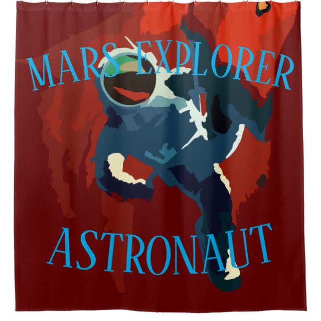 Rideaux De Douche Astronaute Explorateur de Mars Voyage Spatial Vaca (Devant)