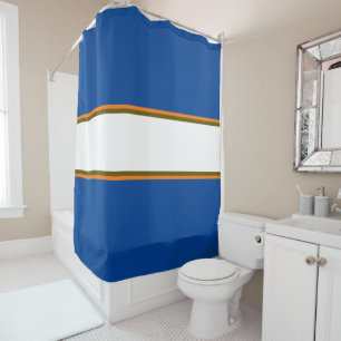 Rideaux De Douche Athletic Deep Blue Orange White Racing Stripes