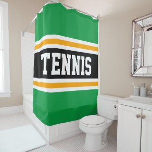 Rideaux De Douche Athletic Vert clair Noir Jaune TENNIS Stripes