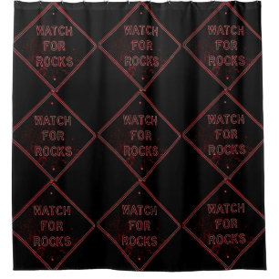 Rideaux De Douche attention roches signe rose/noir