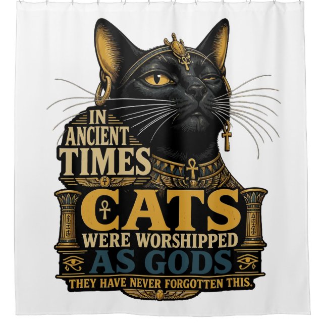 Rideaux De Douche Attitude de chat noir antique (Devant)