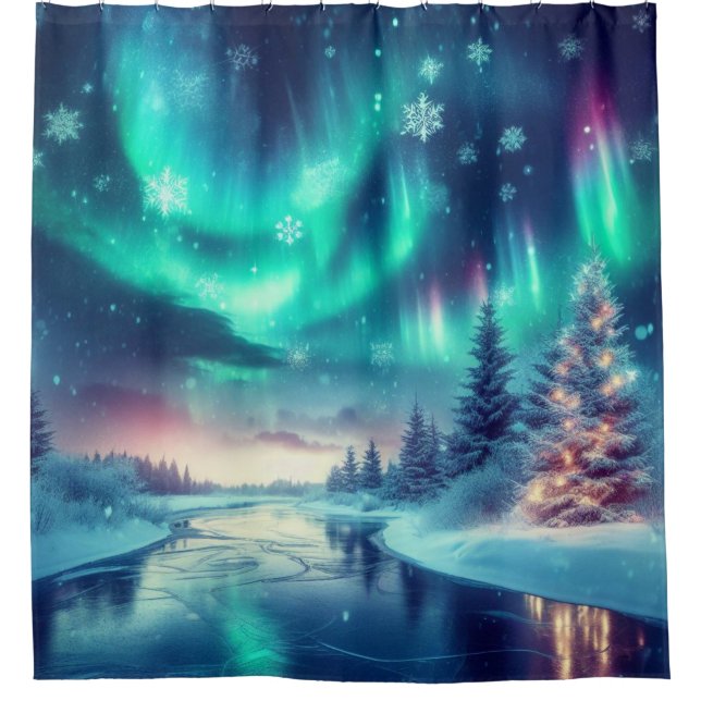 Rideaux De Douche aurora borealis/Noël/hiver (Devant)