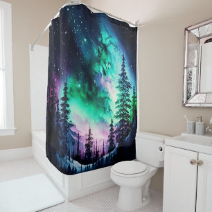 Rideaux De Douche Aurora céleste boréale Lumières nord vives