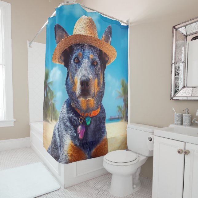 Rideaux De Douche Australian Cattle on Beach, cadeau d'été des amour (En situation)