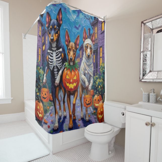 Rideaux De Douche Australian Kelpie Trick-or-Treating Halloween  (En situation)