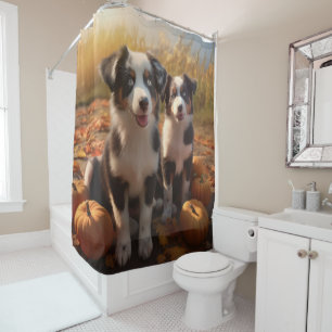 Rideaux De Douche Australian Shepherd Puppy Citrouille de plaisir d'