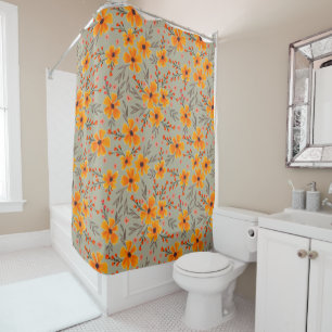 Rideaux De Douche Automne Automne Floral Motif Sage Vert