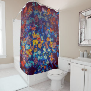 Rideaux De Douche Automne Coloré Feuilles D'Érable Flottant Dans L'E